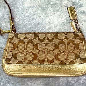 Coach Gold/Beige Fabric Satchel